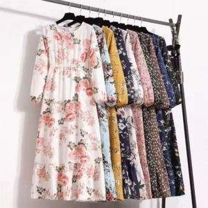Floral High Waist Maxi Dress Woman Vacation Clothing Women's Dresses Women Holiday Fashion Casual Dresses