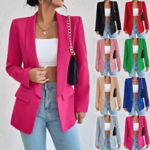 Spring Women's Jacket Outerwear Coats Solid Casual Suit Polo Neck Long Sleeve Office Lady Blazers