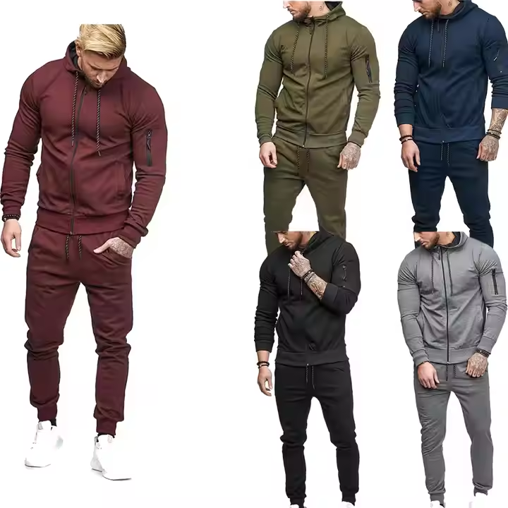 umpsuit Plus Size Tracksuit for Men's Clothing 2Pcs Sport Wear Slim Joggers Hoodies Long Men Set