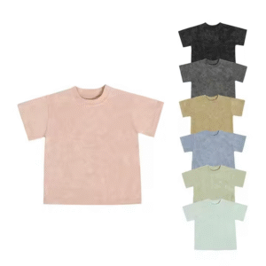 Summer Heavyweight T Shirts Blank Oversize Kids Acid Wash Vintage Cotton for Boy