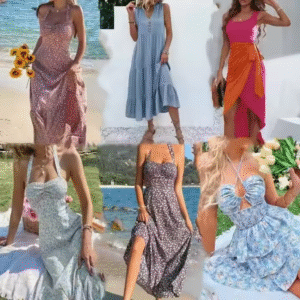 Summer New Women's Halters Fashion Temperament V-neck Mid-length Chiffon Loose Solid Color Dress
