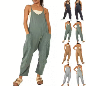 Rompers for Women Casual Summer Jumpsuits Sleeveless Loose Spaghetti Strap Overalls Jumpers