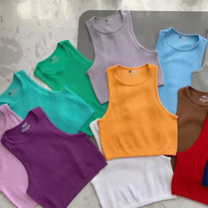 Women's Solid T-shirt Tank Top Seamless Streetwear Stretch Rib Knit Sleeveless Casual Tank Top Women