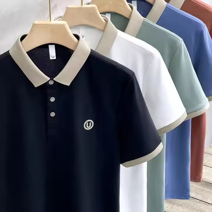 Pure Cotton Polo Shirt Embroidered Fashion Brand Work Clothes Plus Size Youth Business T-Shirt Solid