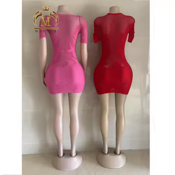 Women Dresses Sexy See Through Mesh Bodycon Dress Lady Sexy Club Hollow Out Vintage Mini Dresses Women Casual - Image 3