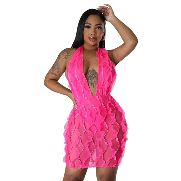 Translucent Bodycon Mini Dress Halter Sleeveless Sexy Night Club Party Dresses Women - Image 4