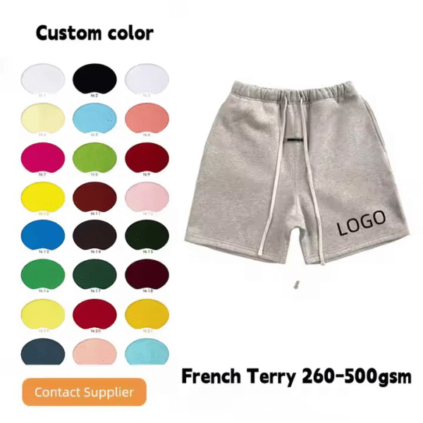 Hot Selling Style High Quality Shorts Reflective French Terry Cotton Shorts Men - Image 2