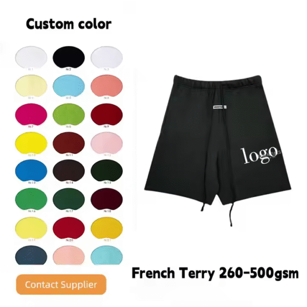 Hot Selling Style High Quality Shorts Reflective French Terry Cotton Shorts Men - Image 3