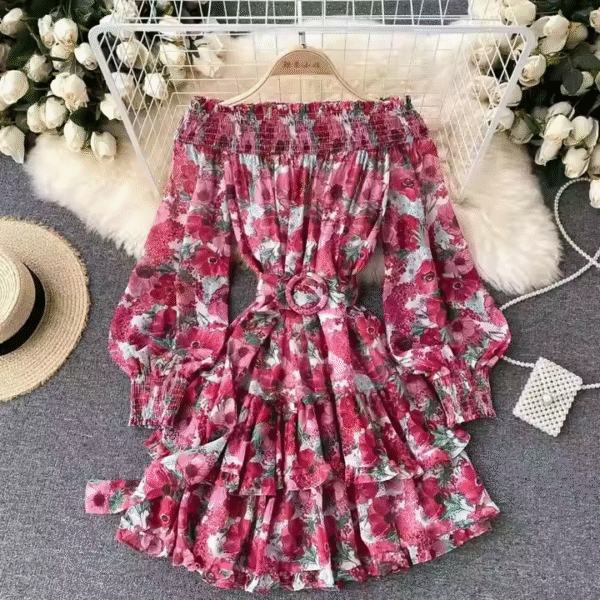 Summer New Women's Halters Fashion Temperament V-neck Mid-length Chiffon Loose Solid Color Dress - Image 5