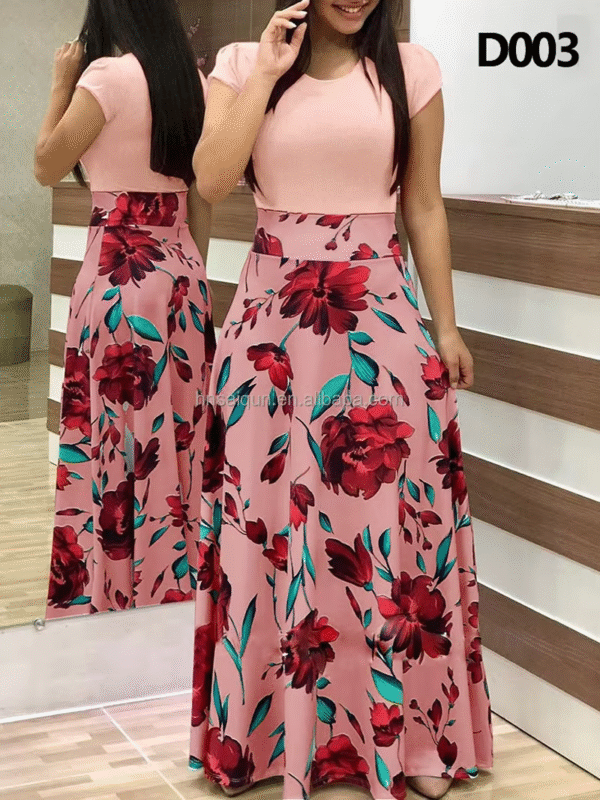 Ladies Long Patchwork Elegant Party Floral Maxi Ladies Plus Size Women's A-line Casual Dresses for Woman - Image 4