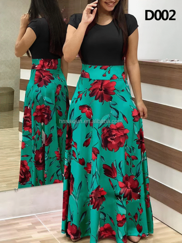 Ladies Long Patchwork Elegant Party Floral Maxi Ladies Plus Size Women's A-line Casual Dresses for Woman - Image 5