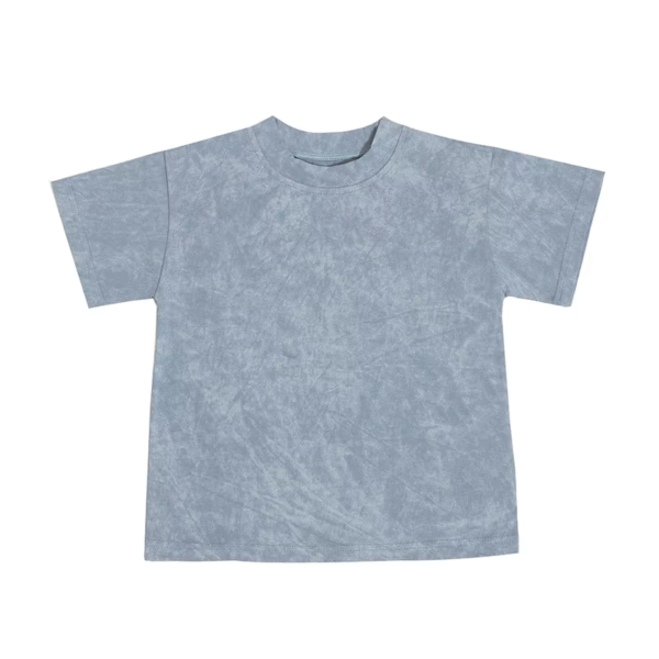Summer Heavyweight T Shirts Blank Oversize Kids Acid Wash Vintage Cotton for Boy - Image 2