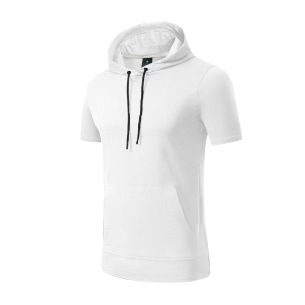 Sportswear Men Custom Logo Athletics Active Short Sleeves Breathable Elastic Hoodies Sweatshirt Gym Sport Tshirts - Image 3