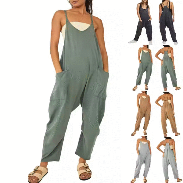 Rompers for Women Casual Summer Jumpsuits Sleeveless Loose Spaghetti Strap Overalls Jumpers