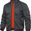 TACVASEN Men's Jackets-Bomber Jacket Dark Grey