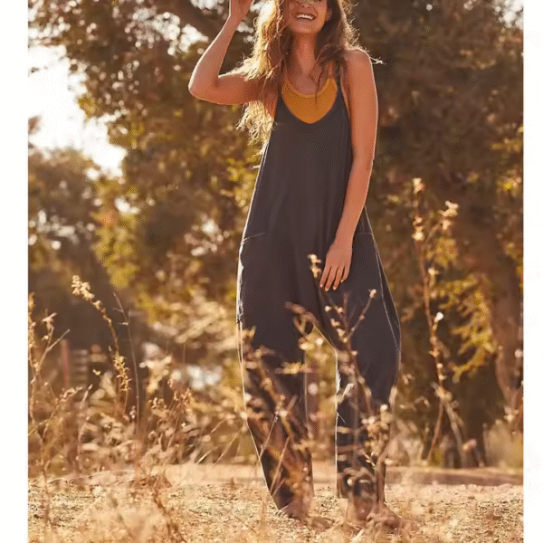 Casual Jumpsuits Stretch Hot Shot Spaghetti Strap Loose Romper Overalls Pocket Summer Fashion Harem Rompers - Image 3