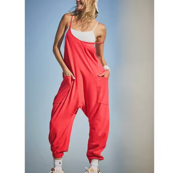 Casual Jumpsuits Stretch Hot Shot Spaghetti Strap Loose Romper Overalls Pocket Summer Fashion Harem Rompers - Image 5