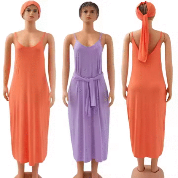 Summer Plus Size Women's Clothing Cotton High Quality Women Dress Sleeveless Long Casual Ladies Loose slip Strap Dresses - Image 5