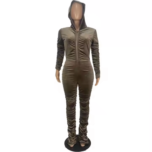 Wholesale Solid Stacked Long Sleeve Jumpsuit Women Jump Suits Ladies - Image 5