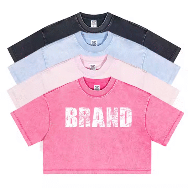 Women's Crop Top Best Sale Summer Acid Wash T Shirt High Quality Crop Tops Tee