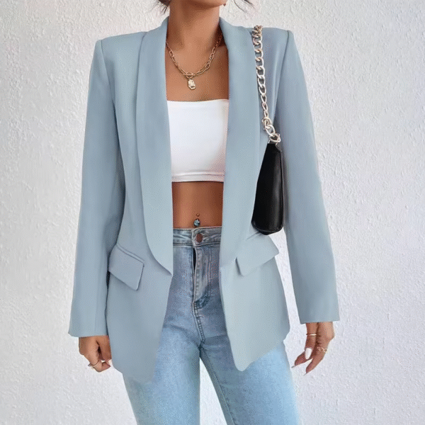 Spring Women's Jacket Outerwear Coats Solid Casual Suit Polo Neck Long Sleeve Office Lady Blazers - Image 5