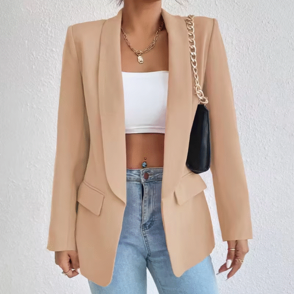 Spring Women's Jacket Outerwear Coats Solid Casual Suit Polo Neck Long Sleeve Office Lady Blazers - Image 6