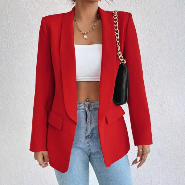 Spring Women's Jacket Outerwear Coats Solid Casual Suit Polo Neck Long Sleeve Office Lady Blazers - Image 7