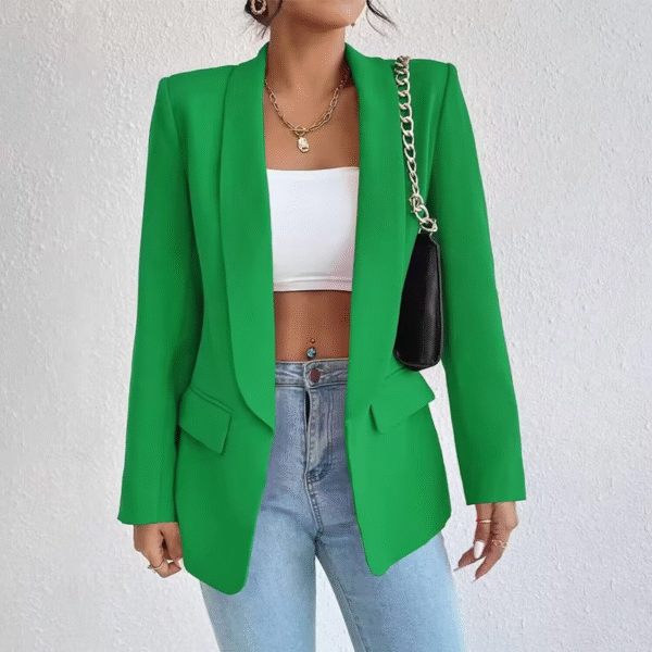 Spring Women's Jacket Outerwear Coats Solid Casual Suit Polo Neck Long Sleeve Office Lady Blazers - Image 4