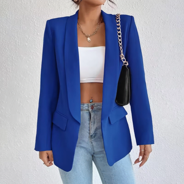 Spring Women's Jacket Outerwear Coats Solid Casual Suit Polo Neck Long Sleeve Office Lady Blazers - Image 3