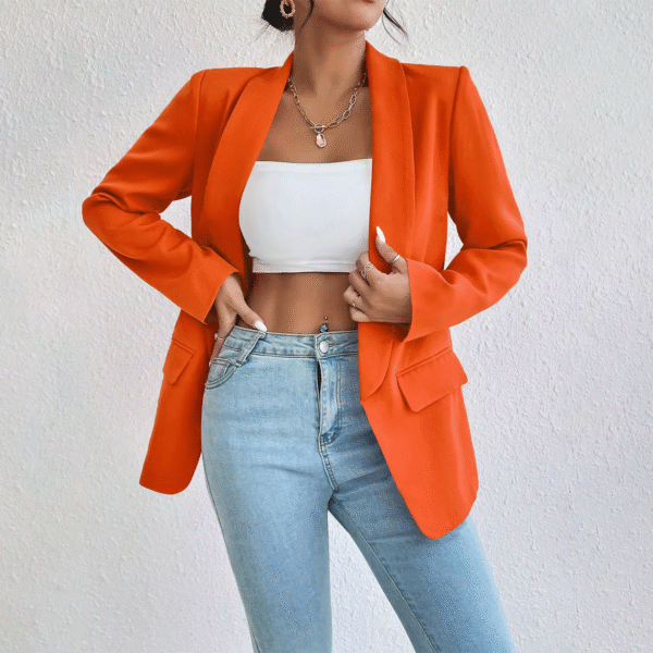 Spring Women's Jacket Outerwear Coats Solid Casual Suit Polo Neck Long Sleeve Office Lady Blazers - Image 2